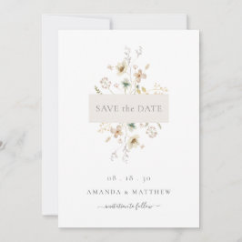 Elegante Eenvoudige Vintage Waterverf Pers Bloemen Save The Date