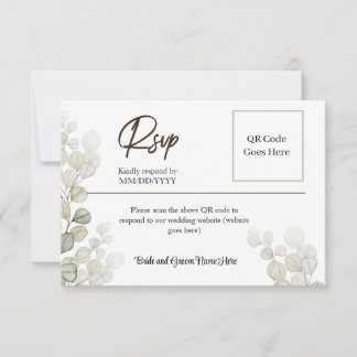 Elegante, eenvoudige watercolor eucalyptus RSVP Kaartje