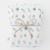 Elegante eenvoudige waterverf botanische baby blau inpakpapier vel (In situ)