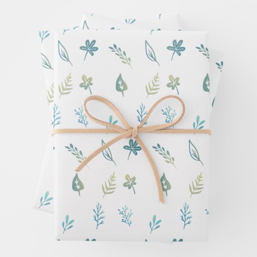 Elegante eenvoudige waterverf botanische baby blau inpakpapier vel (In situ)