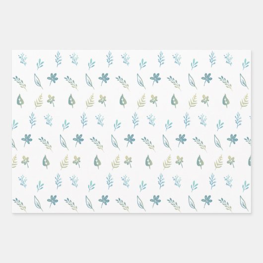 Elegante eenvoudige waterverf botanische baby blau inpakpapier vel (Voorkant)
