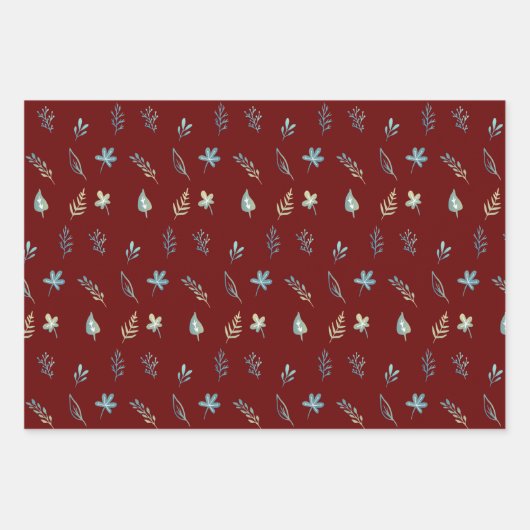 Elegante eenvoudige waterverf botanische baby blau inpakpapier vel (Voorkant 2)