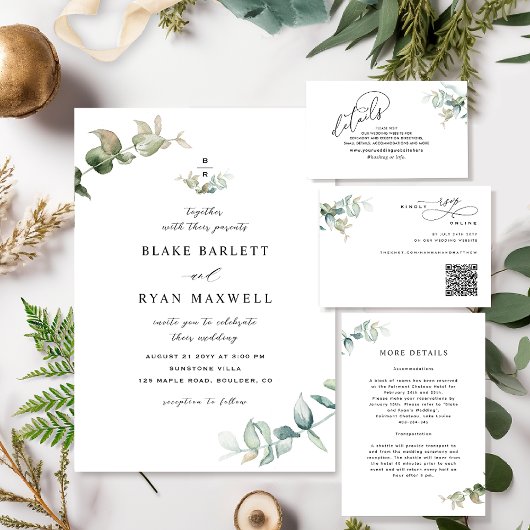 Elegante, eenvoudige Waterverf groen Meer details Informatiekaartje