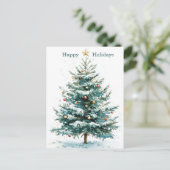 Elegante Eenvoudige Waterverf Kerstboom Custom Feestdagenkaart (Staand voorkant)