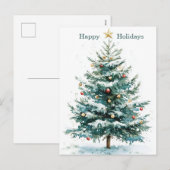 Elegante Eenvoudige Waterverf Kerstboom Custom Feestdagenkaart (Voorkant / Achterkant)