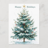 Elegante Eenvoudige Waterverf Kerstboom Custom Feestdagenkaart (Voorkant)