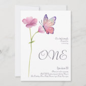 Elegante Eenvoudige Waterverf Vlinder 1e Verjaarda Kaart (Voorkant)