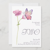 Elegante Eenvoudige Waterverf Vlinder 2e Verjaarda Kaart (Voorkant)