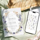 Elegante eenvoudige Wildflower bruiloft Kaart