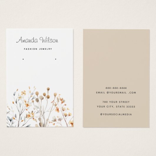 Elegante eenvoudige Wildflower Oorbel Display kaar Visitekaartje (Voorkant /achterkant)