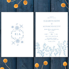 Elegante eenvoudige Wildflower Periwinkle bruiloft Kaart