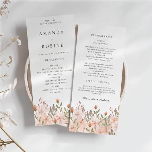 Elegante eenvoudige Wildflower Wedding Programma's