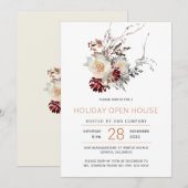 Elegante eenvoudige winter bloemenvakantie open hu kaart (Voorkant / Achterkant)