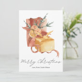 Elegante Eenvoudige Winter Sinaasappel Geschenk Ke Feestdagenkaart (Staand voorkant)