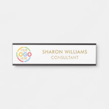 Elegante Eenvoudige Wit en Goud Custom Business Lo