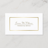 Elegante Eenvoudige Wit & Goud Professioneel Visitekaartje (Voorkant)