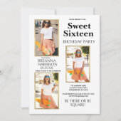 Elegante Eenvoudige Wit Gouden Foto Sweet Sixteen Kaart (Voorkant)