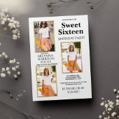 Elegante Eenvoudige Wit Gouden Foto Sweet Sixteen Kaart