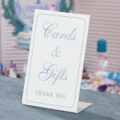 Elegante Eenvoudige Wit Licht Blauwe Kaarten & Ges Reclamebord Met Voetstuk