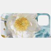 Elegante Eenvoudige Witte Bloem Luxe Gouden Waterv Case-Mate iPhone Case (Achterkant (horizontaal))