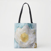 Elegante Eenvoudige Witte Bloem Luxe Gouden Waterv Tote Bag (Voorkant)
