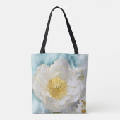 Elegante Eenvoudige Witte Bloem Luxe Gouden Waterv Tote Bag (Achterkant)