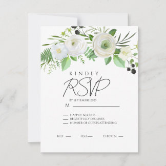 Elegante Eenvoudige Witte Bloemen Uitnodiging