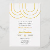 Elegante eenvoudige witte en gouden bruiloft folie uitnodiging (Voorkant)