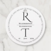 Elegante Eenvoudige Witte Grijze Monogram Huwelijk Bedankjes Labels (Voorkant)