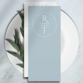 Elegante Eenvoudige Witte Grijze Monogram Huwelijk Menu