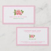 Elegante Eenvoudige Witte Roze Enige Roos Illustra Visitekaartje (Voorkant / Achterkant)