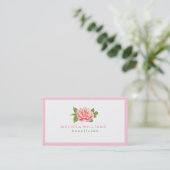 Elegante Eenvoudige Witte Roze Enige Roos Illustra Visitekaartje (Staand voorkant)