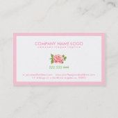 Elegante Eenvoudige Witte Roze Enige Roos Illustra Visitekaartje (Achterkant)