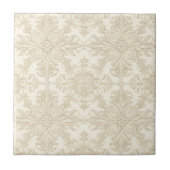 Elegante Eenvoudige Zachte Beige Damast Tegeltje (Voorkant)