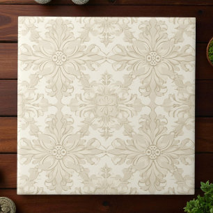 Elegante Eenvoudige Zachte Beige Damast Tegeltje