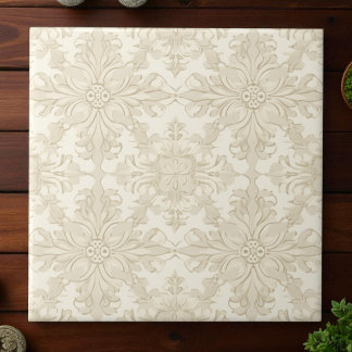 Elegante Eenvoudige Zachte Beige Damast Tegeltje