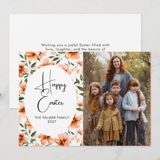 Elegante Eenvoudige Zoete lente bloemige Pasen Por Feestdagenkaart (Voorkant / Achterkant)