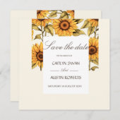 Elegante eenvoudige zonnebloem save the date (Voorkant / Achterkant)