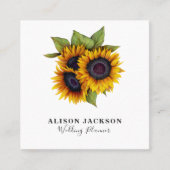 Elegante eenvoudige zonnebloemen boeket bruiloft p vierkante visitekaartje (Voorkant)