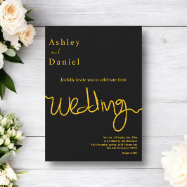 Elegante eenvoudige zwart en goud kalligrafie brui kaart