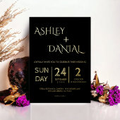 Elegante eenvoudige zwart en goud moderne bruiloft folie uitnodiging