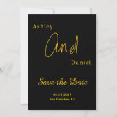 Elegante eenvoudige zwart en goud moderne chique b save the date (Voorkant)