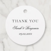 Elegante eenvoudige zwart-wit bruiloft dank u bedankjes labels (Voorkant)