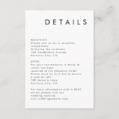 Elegante eenvoudige zwart-wit bruiloft details informatiekaartje (Voorkant)