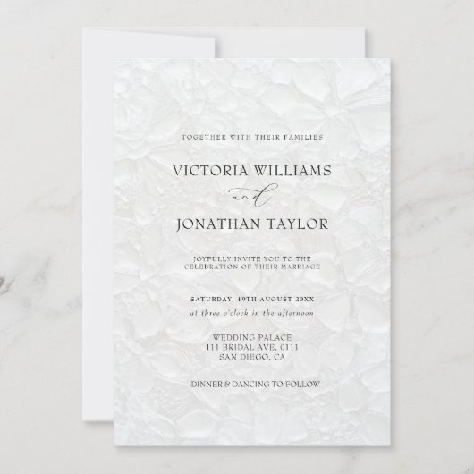 Elegante eenvoudige zwart-wit bruiloft uitnodiging (Voorkant)