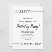 Elegante eenvoudige zwart-wit chique 60e verjaarda kaart (Voorkant)