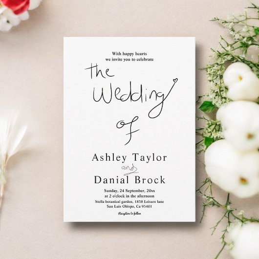 Elegante eenvoudige zwart-wit chique moderne bruil kaart