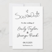 Elegante eenvoudige zwart-wit chique moderne bruil save the date (Voorkant)