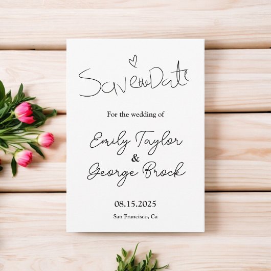Elegante eenvoudige zwart-wit chique moderne bruil save the date