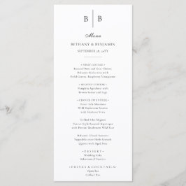 Elegante Eenvoudige Zwart-Wit Fine Art bruiloft Menu